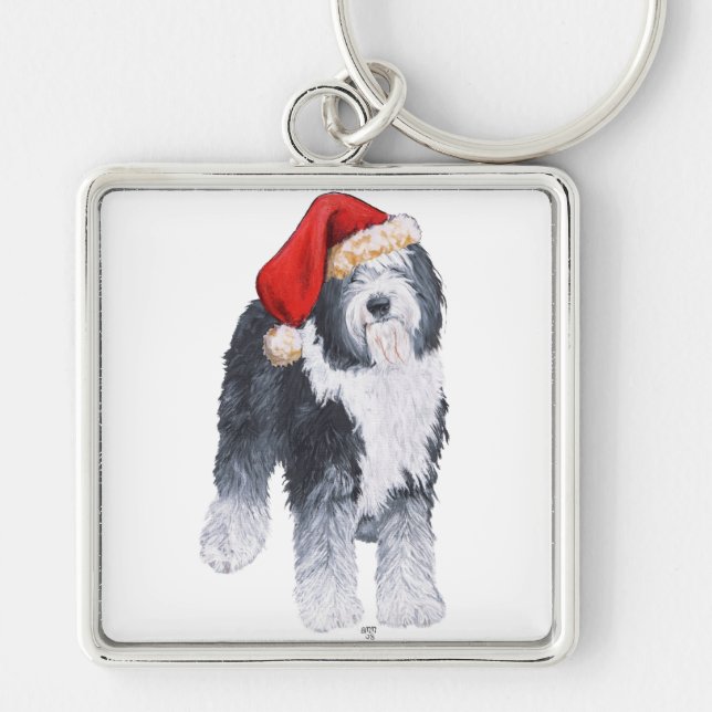 Chaveiro Cachorro de Pastoreio Inglês Antigo Chapéu de Papa (Frente)