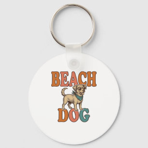 Chaveiro Cachorro de Praia Gravura Vintage Design Gráfico_1