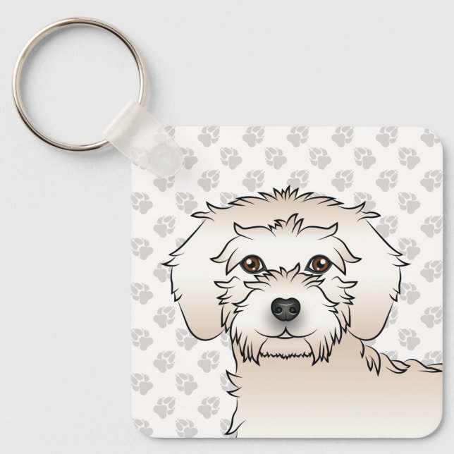 Chaveiro Cachorro Desenho Animado Cream Mini Goldendoodle & (Frente)