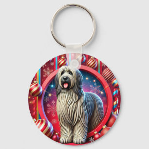 Chaveiro Cachorro Desgrenhado Festivo Com Decorações De Nat
