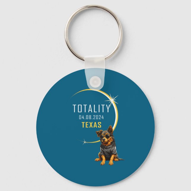 Chaveiro Cachorro do Eclipse Solar Total do Texas (Frente)