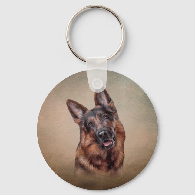 Chaveiro Cachorro do German shepherd de Desenho (Frente)