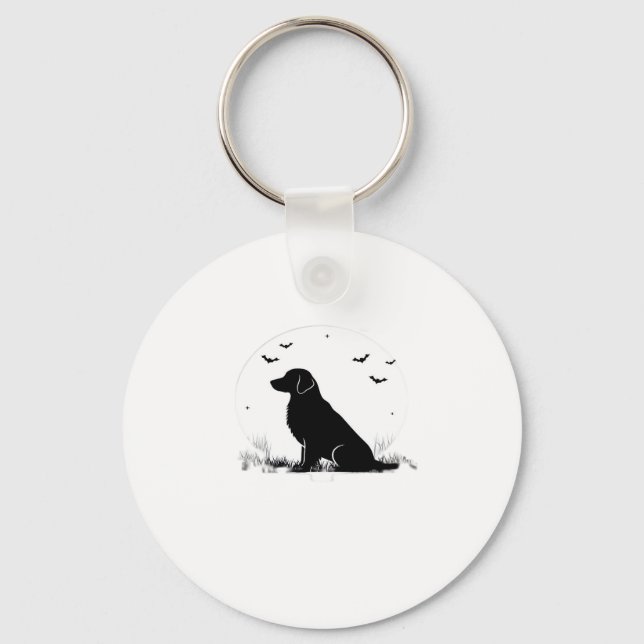 Chaveiro Cachorro do Retriever do ouro � Lua do Halloween S (Frente)