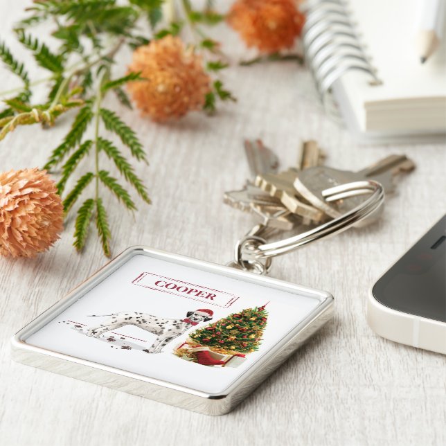 Chaveiro Cachorro e Árvore Engraçados de Natal (Lateral)