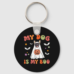 Chaveiro Cachorro É Boo Fantasia de Halloween para Bulldog