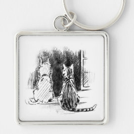 Chaveiro Cachorro e Gato Olhando para a Janela, Simpatia Pe