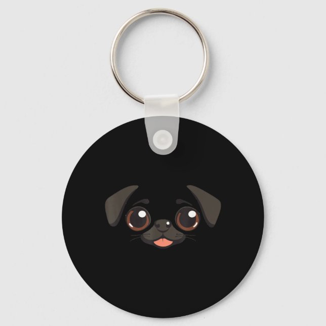 Chaveiro Cachorro Engraçado Rosto de Halloween Pug (Frente)