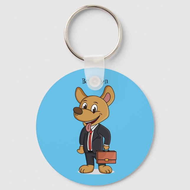Chaveiro Cachorro engraçado vestindo desenho de terno (Frente)