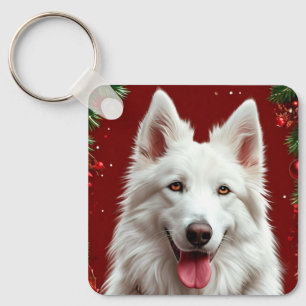 Chaveiro Cachorro entre Decorações de Natal