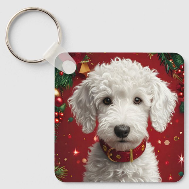 Chaveiro Cachorro Entre Decorações de Natal (Frente)