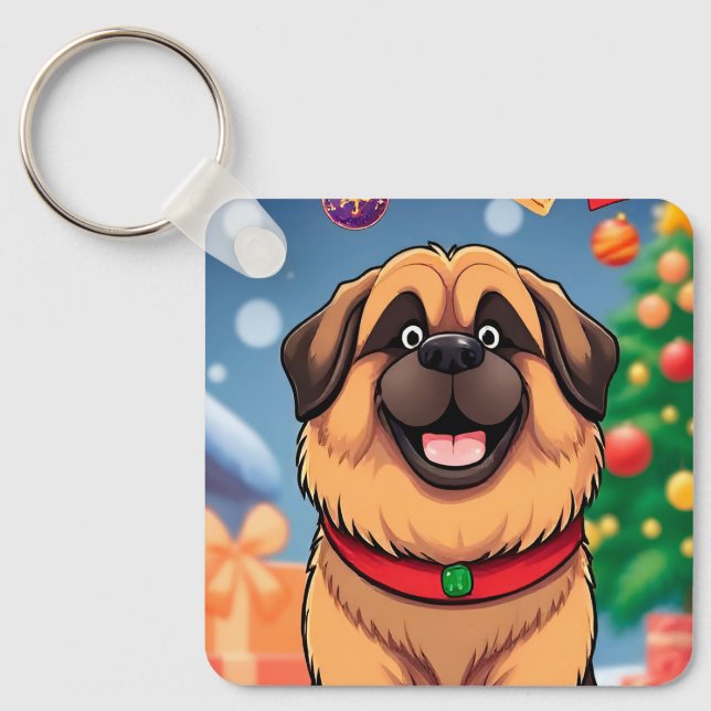 Chaveiro Cachorro Entre Decorações de Natal (Frente)