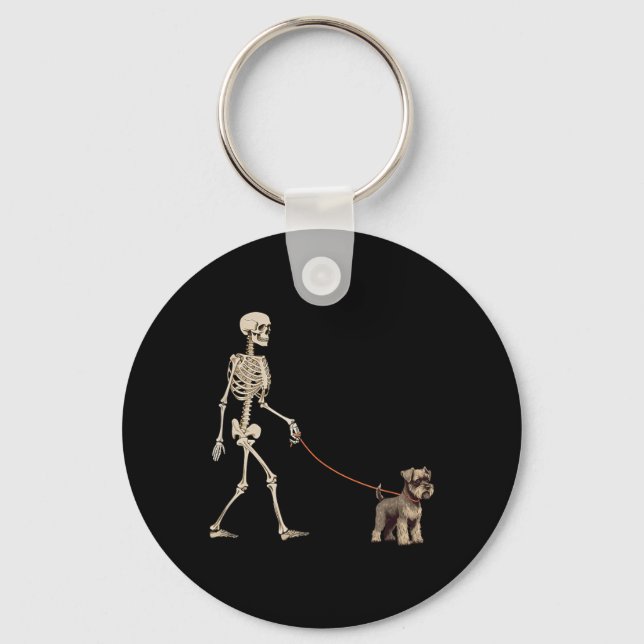 Chaveiro Cachorro Esqueleto de Schnauzer Miniatura Engraçad (Frente)
