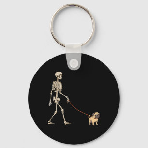 Chaveiro Cachorro Esqueleto Pug Engraçado Andando no Hallow