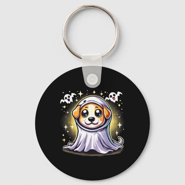 Chaveiro Cachorro Fantasma Cachorrinho Fofo Com Abóboras E  (Frente)