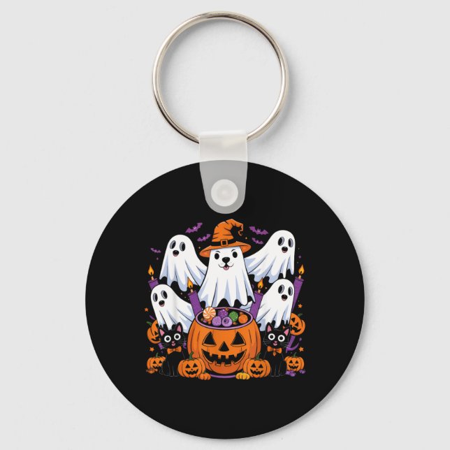 Chaveiro Cachorro Fantasma de Halloween Cachorro de Hallowe (Frente)