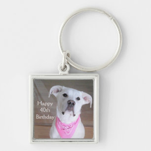 Chaveiro Cachorro Feliz Com Olhos Cansados, Rosa