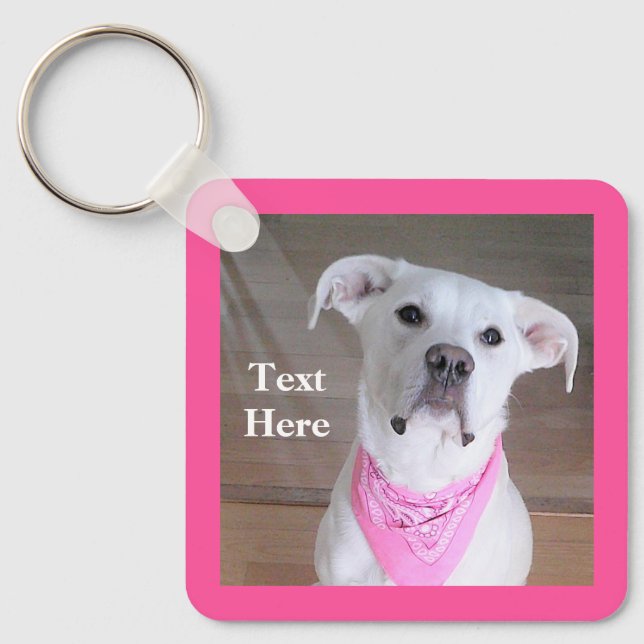 Chaveiro Cachorro Feliz E Bonito Aniversário Rosa (Frente)