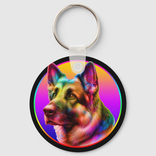 CHAVEIRO CACHORRO FOFO ARCO-ÍRIS COLORIDO (Frente)