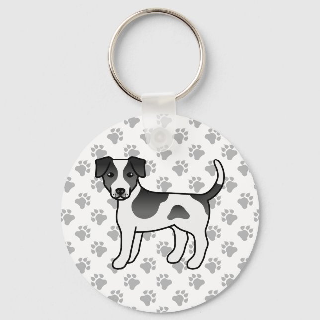 Chaveiro Cachorro Fofo Danish-Swedish Farmdog Preto E Branc (Frente)