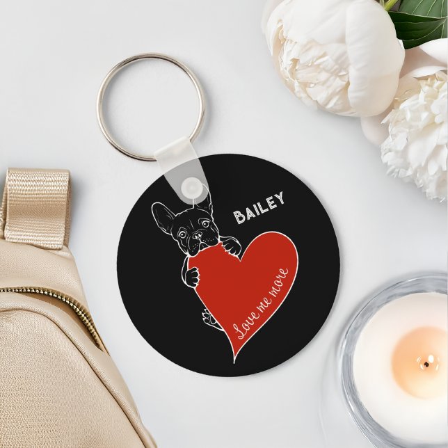 Chaveiro Cachorro Frenchie Fofo Personalizado com um Coraçã (Criador carregado)