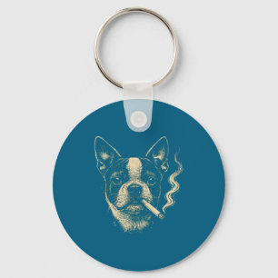 Chaveiro Cachorro Fumando Cigarro Engraçado Design Boston