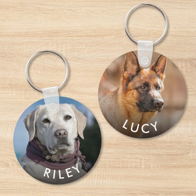 Chaveiro Cachorro Gato Pet 2 Foto Dupla Face (Pet Dog Cat 2 Photo Double-Sided Keychain)