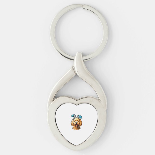 Chaveiro Cachorro Goldendoodle de Páscoa Vestindo Orelhas d (Frente)