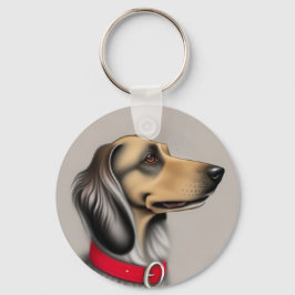 Chaveiro Cachorro Gracioso com Coleira Vermelha Posado de L
