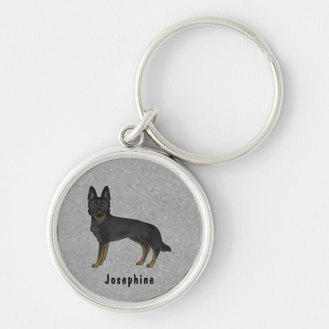 Chaveiro Cachorro GSD German shepherd Bi-Black Com Nome Per (Frente)