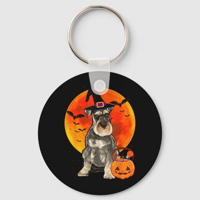 Chaveiro Cachorro Halloween Schnauzer Miniatura Jack O Lant (Frente)