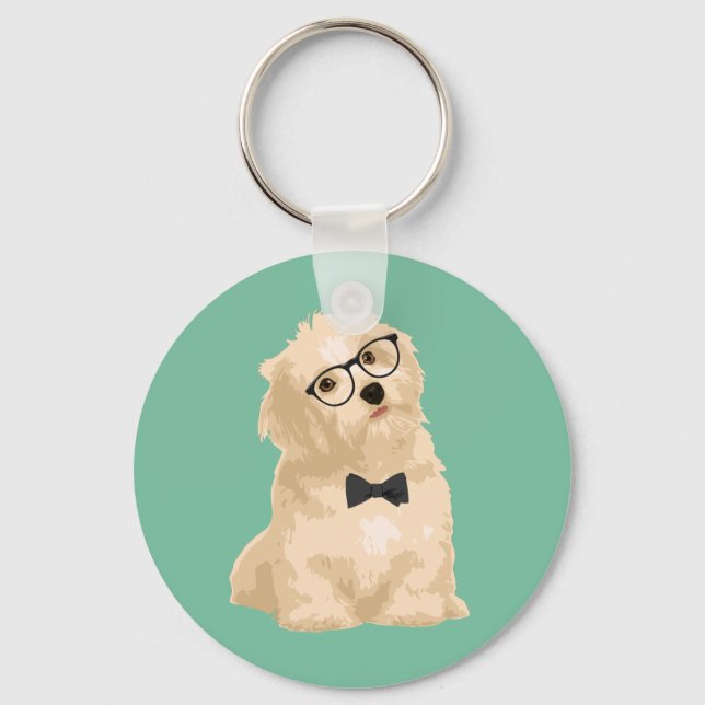 Chaveiro Cachorro-Hipster-avermelhado-Havanês para amantes- (Frente)