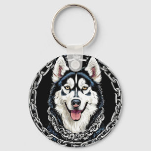 Chaveiro Cachorro Husky Majestoso com Cores Ousadas