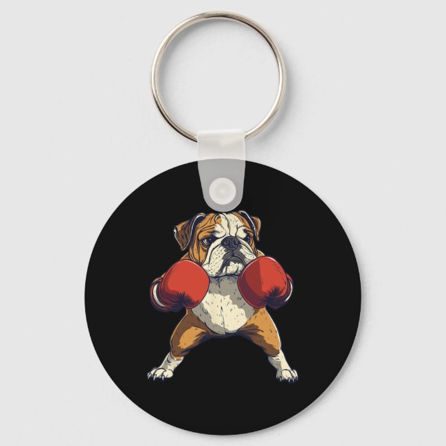Chaveiro Cachorro Inglês Vestido Como Boxer Engraçado Boxin (Frente)