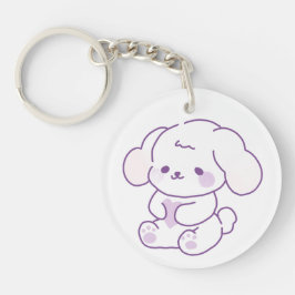 Chaveiro Cachorro Kawaii Fofo de Orelha Caída Roxo Pastel