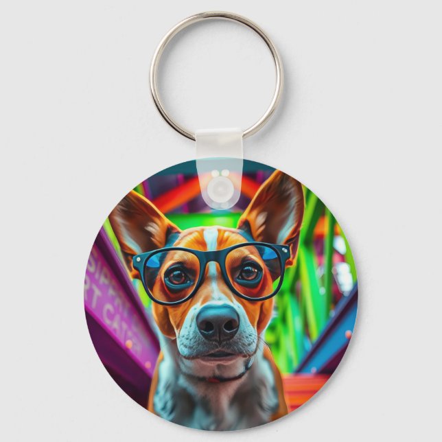 Chaveiro Cachorro Legal com Óculos de Sol (Frente)