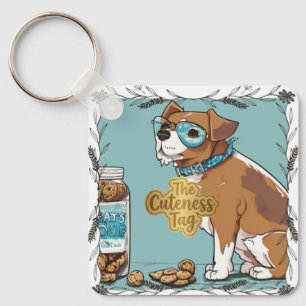 Chaveiro Cachorro Legal com Óculos e Pote de Biscoitos em M