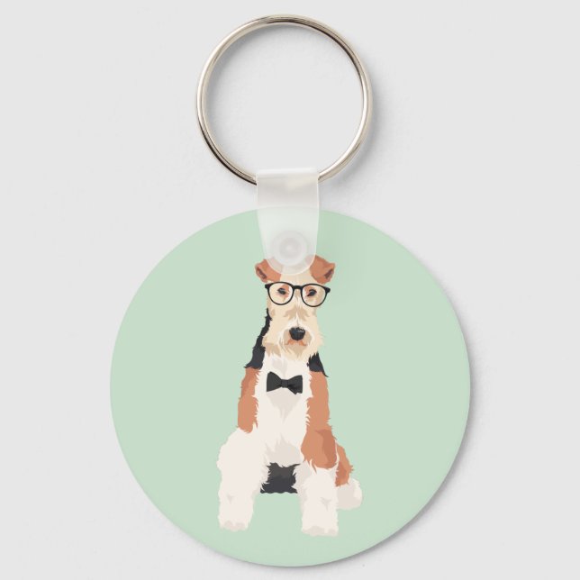 Chaveiro Cachorro Legal de Fox Terrier Wire para hipsteres (Frente)