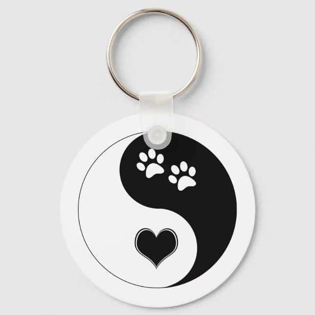 Chaveiro Cachorro Lover Yin Yang Heart and Paw Prints (Frente)