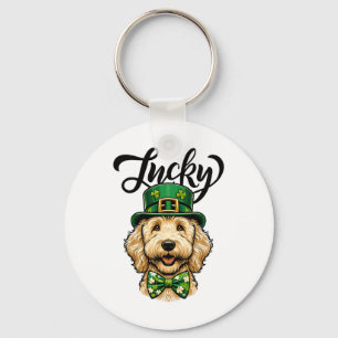 Chaveiro Cachorro Lucky Goldendoodle Dia de São Patrício Cr