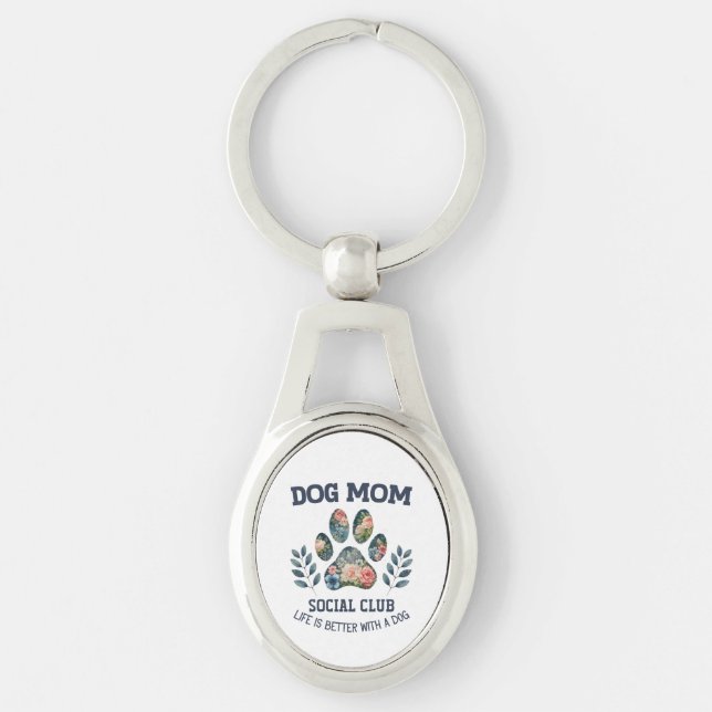 Chaveiro Cachorro Mãe Paw Floral (Frente)