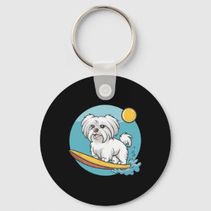 Chaveiro Cachorro Maltês Aventureiro Surfando Surfistas Eng