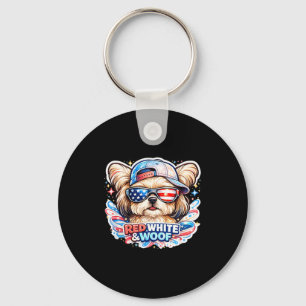 Chaveiro Cachorro maltês engraçado vermelho branco e woof p