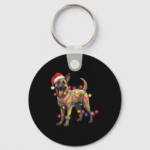 Chaveiro Cachorro Natal Chapéu de Papai Noel Belga Malinois