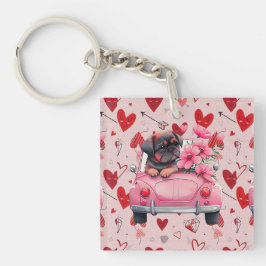 Chaveiro Cachorro num carro com coração