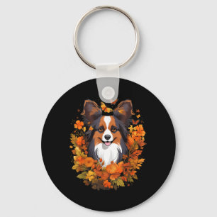 Chaveiro Cachorro Papillon Abóbora Halloween Dia de Ação de