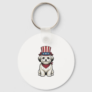 Chaveiro Cachorro Patriótico Desenho Vetorial de Gravura Vi