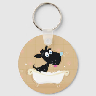 Chaveiro Cachorro preto desenhado à mão no banho