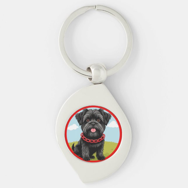 Chaveiro Cachorro Preto Fofo Com Coleira Vermelha em Estilo (Frente)