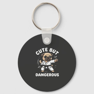 Chaveiro Cachorro Pug de Karatê Fofo Mas Perigoso