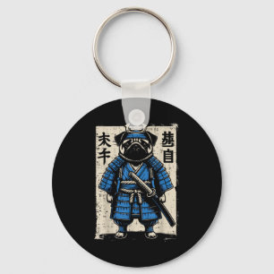 Chaveiro Cachorro Pug Samurai Engraçado Guerreiro Japonês A